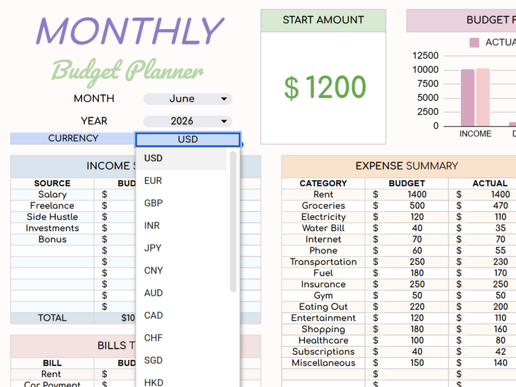 Monthly Budget Planner