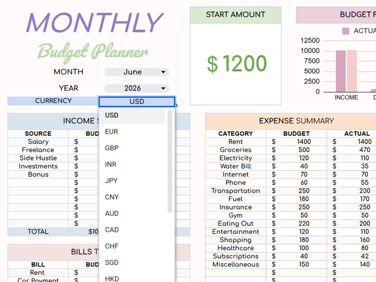 Monthly Budget Planner
